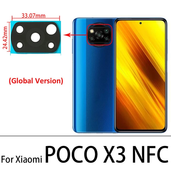 Xiaomi POCOPHONE X3 NFC Arka Kamera Camı Lens Yapışkanlı