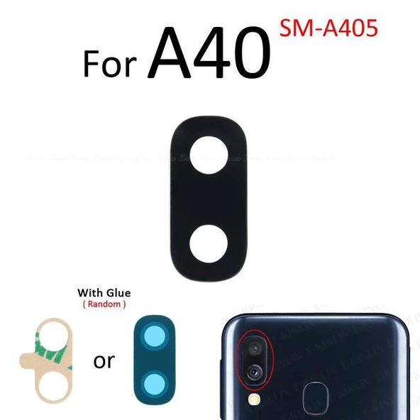 Samsung Galaxy A40 Arka Kamera Camı Lens Yapışkanlı