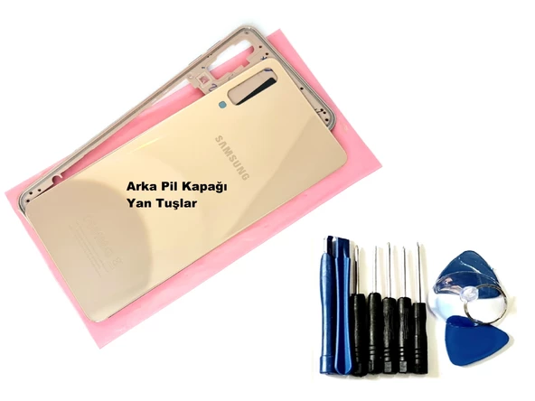 Samsung Galaxy A7 A750 (2018) KASA Arka Pil Batarya Kapağı (TAMİR SETİ) GOLD - 1