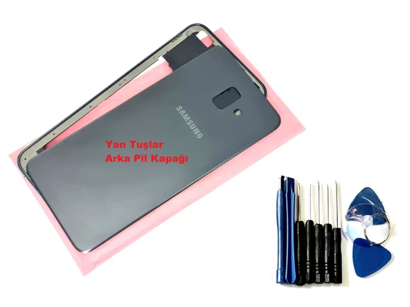 Samsung Galaxy J6 Plus KASA Arka Pil Batarya Kapağı (TAMİR SETİ) SİYAH