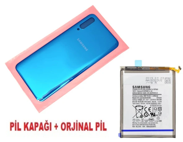 Samsung Galaxy A50 A505 Arka Pil Batarya Kapağı + PİL MAVİ