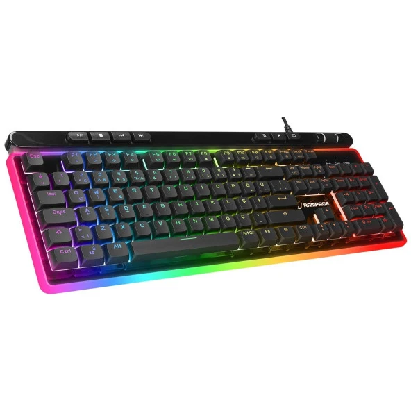 Tahtakale Teknoloji Dünyası Rampage RGB Gaming Oyuncu Klavyesi Kablolu Klavye