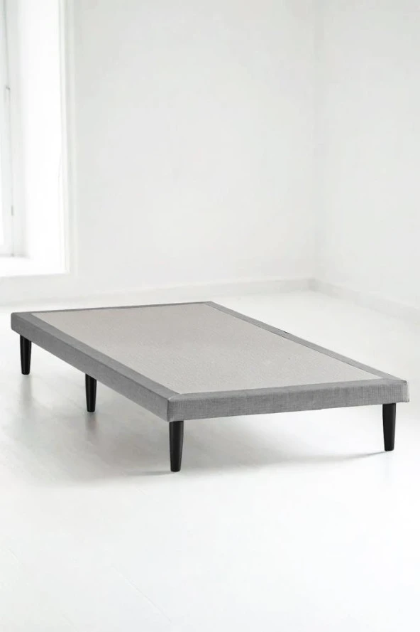 Niron Slim Karyola - 100x200 Tek Kişilik Baza - Metal İskeletli, Yüksek Ayaklı ve Keten Kumaşlı ürün görseli