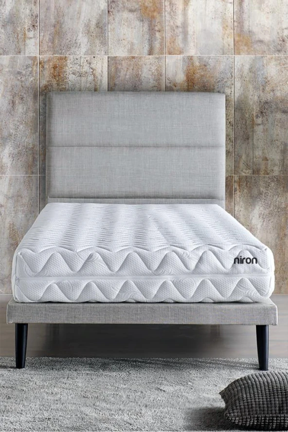 Niron Slim Pocket Yatak Seti - 100x200 Tek Kişilik Paket Yaylı Yatak, Metal Baza ve Başlık Takımı - 2