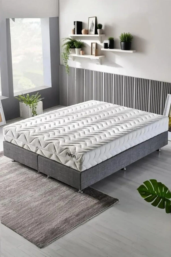 Niron Slim Pocket Yatak Seti - 140x190 Çift Kişilik Paket Yaylı Yatak, Metal Baza ve Başlık Takımı - 3
