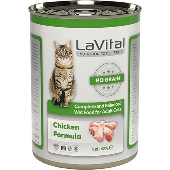 Lavital Adult Tahılsız Tavuklu Yetiskin Konserve Kedi Maması 400 Gr 6 ADET