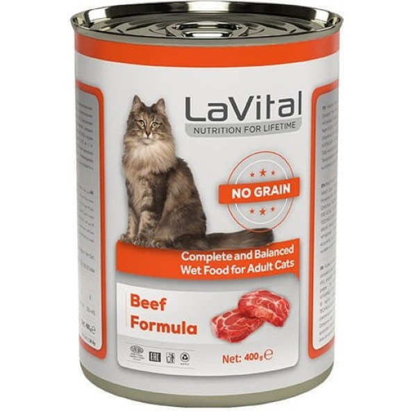 La Vital Lavital Adult Tahılsız Biftekli Yetişkin Kedi Konservesi 400 gr 12 ADET