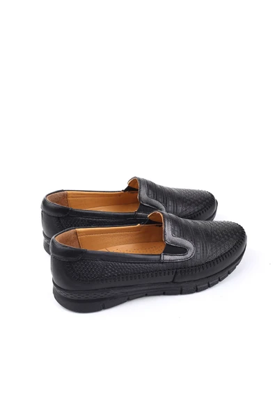 Castle Black Hakiki Deri 3,5 Cm Rahat Dolgu Topuk Anne Ayakkabı - Resim 4