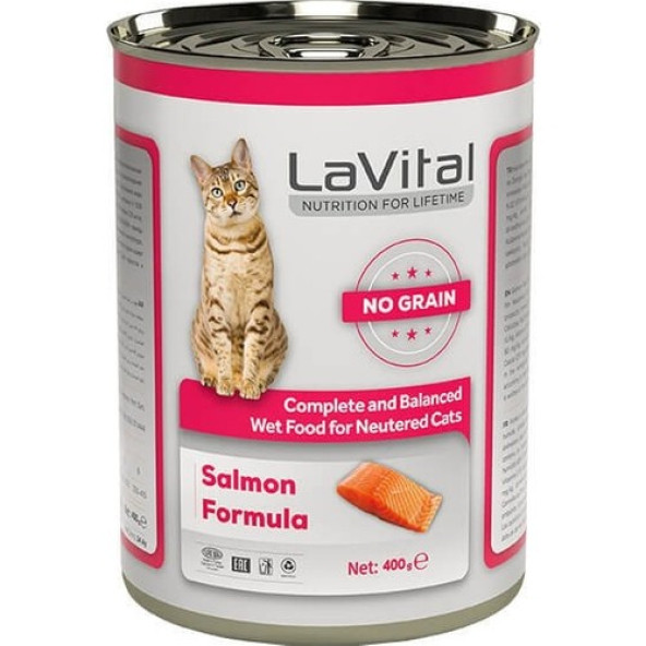 La Vital Lavital Sterilised Tahılsız Somonlu Kısır Kedi Konservesi 400 gr 6 ADET