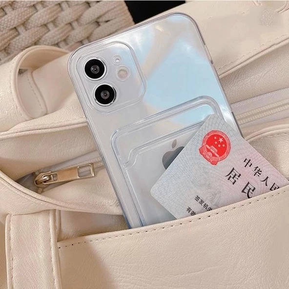 İphone 11 Şeffaf Kartlıklı Kamera Korumalı Telefon Kılıfı - Resim 3