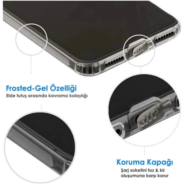 iPhone 13 Pro Kamera Korumalı Şeffaf Tıpalı Silikon Kılıf - 5