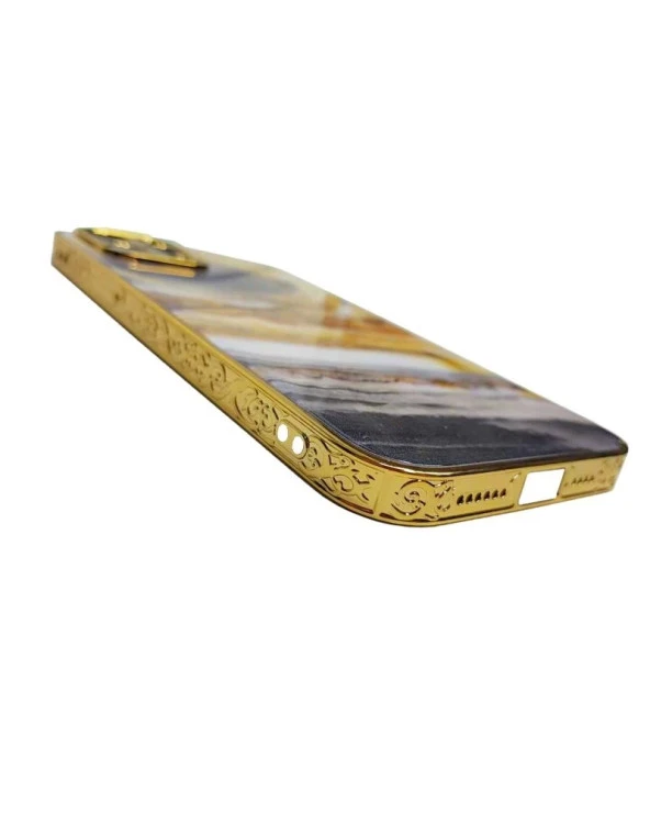 İphone 13 Pro Marble Case Mermer Desenli Cam Telefon Kılıfı - Resim 3