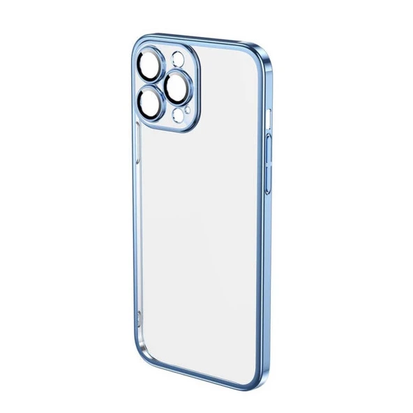 İphone 14 Pro Max Darbe Emici Şeffaf Kenarları Renkli Sert Lazer Lensli Kılıf - Resim 4