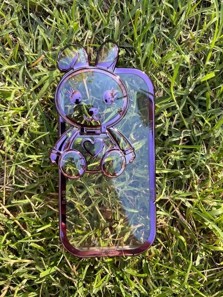 İphone 13 Pro Max  Stantlı Rabbit Silikon Telefon Kılıfı - Resim 3