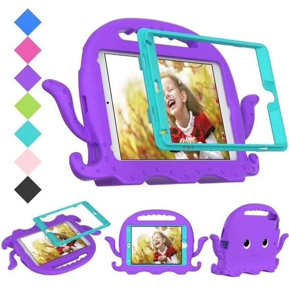 İpad Pro 11 10.9 Ahtapot Tutmalı Yumuşak Standlı Silikon Çocuk Tablet Kılıfı - 5