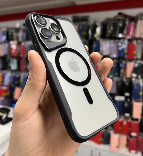 İphone 15 Pro T-Max MagSafe Uyumlu Siyah Silikon Kılıf - Resim 3