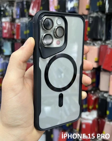 İphone 15 Pro T-Max MagSafe Uyumlu Siyah Silikon Kılıf ürün görseli