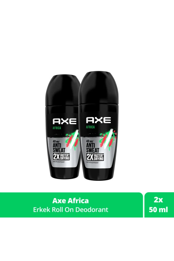 Axe   Erkek Roll On Deodorant Africa 48 Saat Etkileyici Koku 50 ml x2