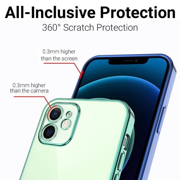 Lazer Parlak Çerçeve Şeffaf Plating Cep Telefonu Kılıfı - Resim 5