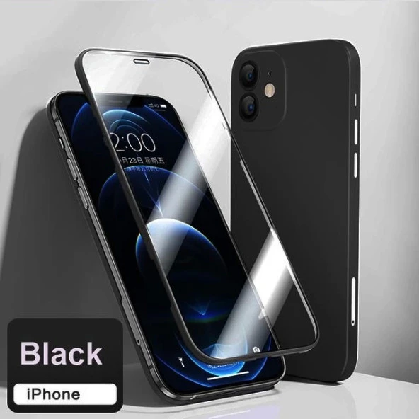 İphone 360 Tam Kapatan Ultra İnce Telefon Kılıfı + Ekran Koruması - Resim 2