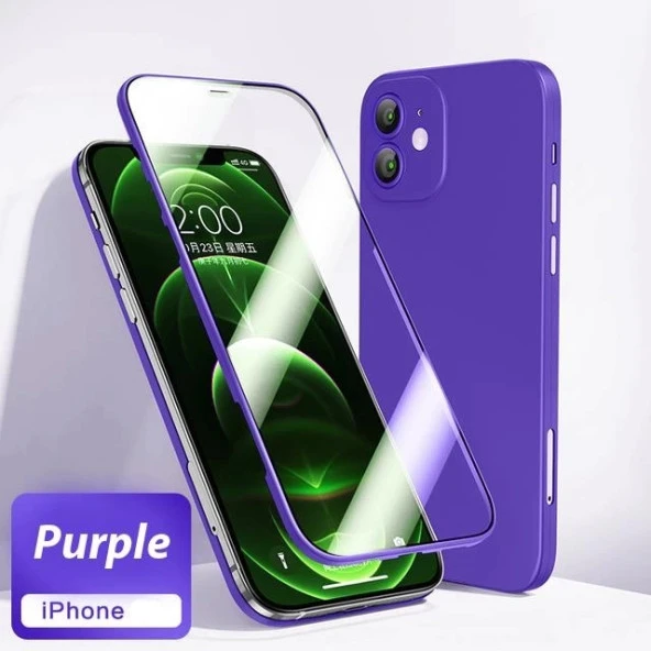 İphone 360 Tam Kapatan Ultra İnce Telefon Kılıfı + Ekran Koruması - Resim 3