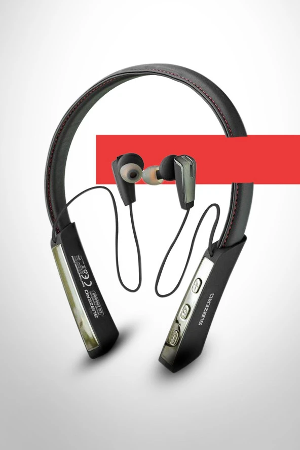 Kablosuz Bluetooth Kulaklık Boyun Askılı Deri Sporcu Kulaklığı Super Bass 50 Saat