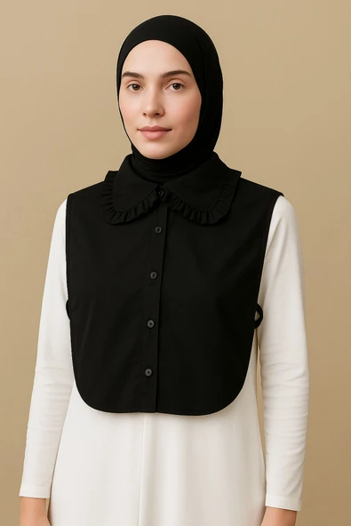 Kadın Fırfır Detay Özel Tasarım Yakalık Yaka İçlik Boyunluk Yarım Gömlek