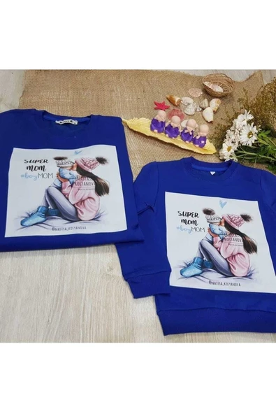 Anne Kız Çocuk Sweatshirt Tek Fiyatıdır Mavi