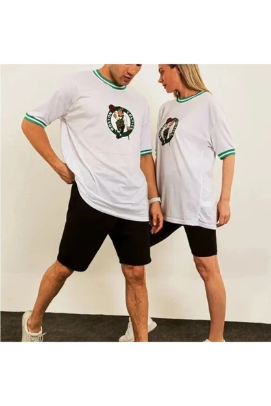 Sevgili Kombini Çift Unisex Baskılı Tişört Beyaz - Resim 2