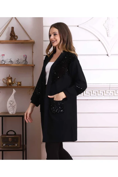 Kadın Cepli Ve Pullu Hırka - Resim 2