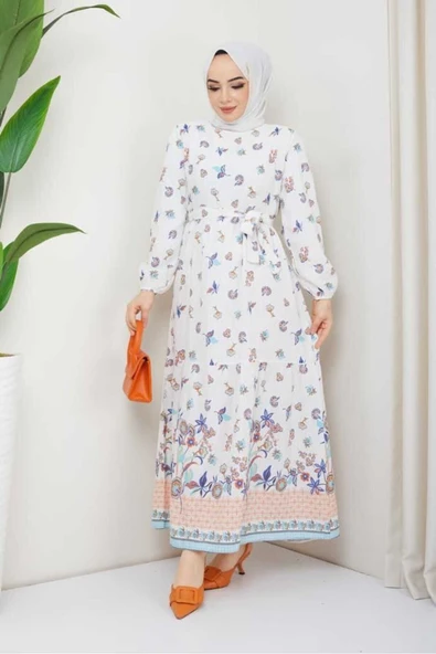 Kadın Tesettür New Sezon Keten Linen Nur Elbise