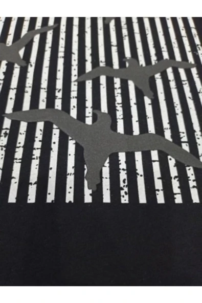 Sevgili Kombini Çift Unicex T-shirt Kuş Kabartmalı Desensiyah - Resim 4