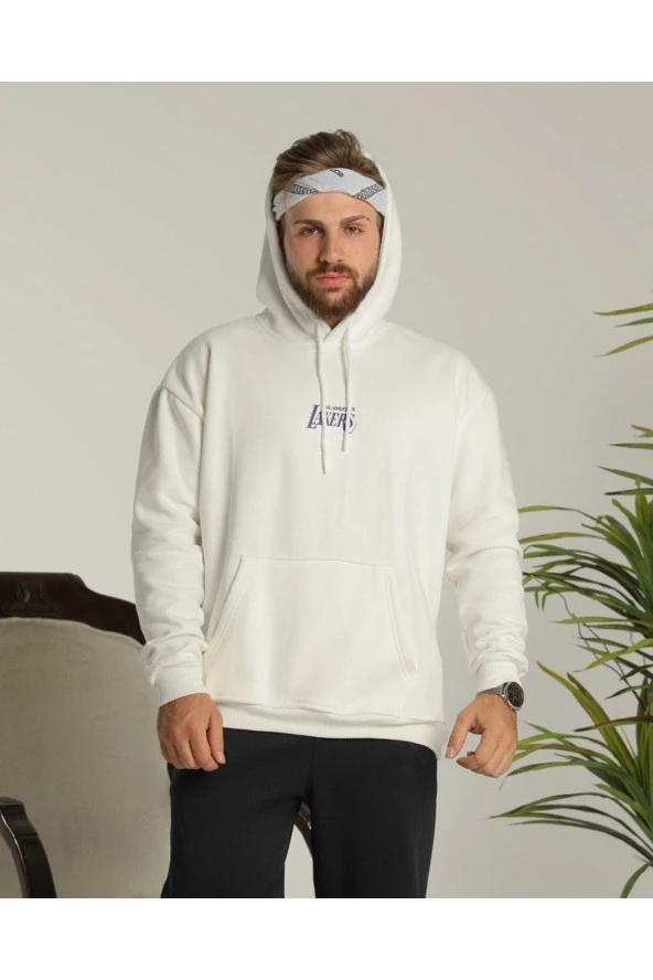 Sevgili Kombini Çift Unisex Oversize Baskılı Sweatshirt Beyaz - 4