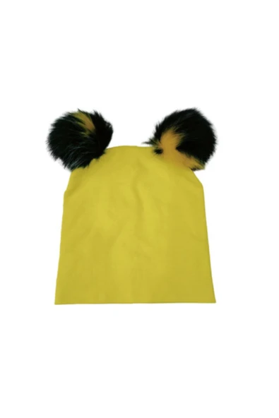 Kız Çocuk Ponponlu Bere Sarı - Resim 2