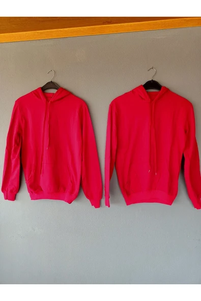 Sevgili Kombini Unisex Kanguru Cepli Sweatshirt Kırmızı - 2