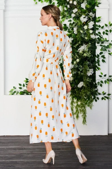 Kadın Gömlek Yaka Düğmeli Elbise - Resim 3