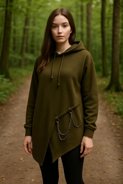 Kadın Triko Zincir Detay Tunik Siyah ürün görseli