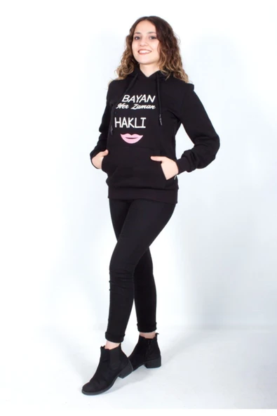 Sevgili Kombini Çift Baskılı Sweatshirt Siyah - Resim 3