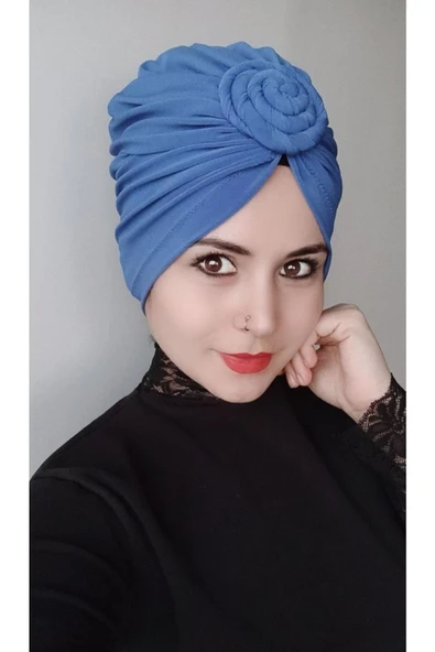 Kadın Burgu Düğüm Bone Açık Mavi ürün görseli