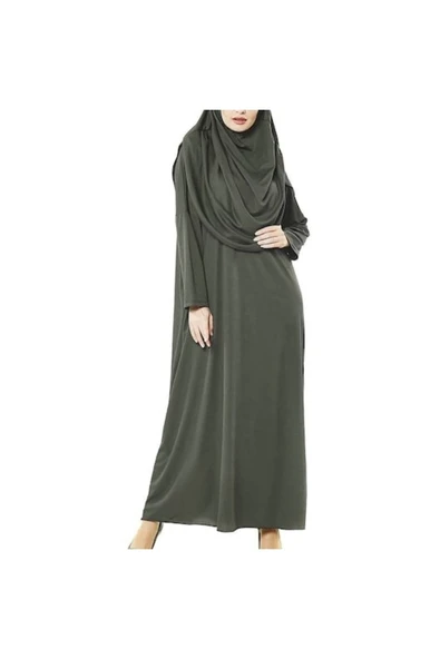 Namaz Elbisesi Tesettür Tek Parça Haki ürün görseli