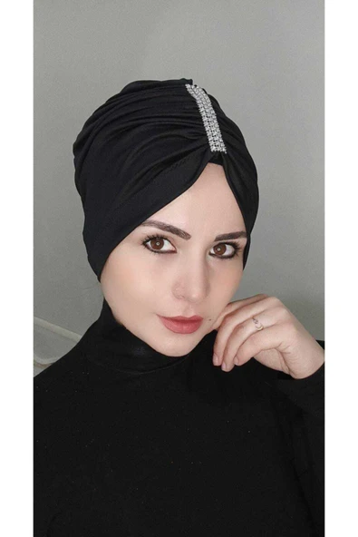 Kadın Trend Bone Büzgülü Taş Detay Siyah - 3