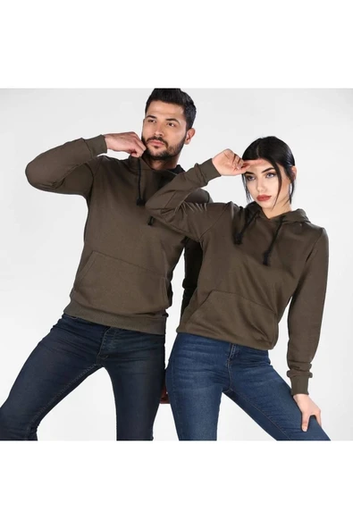 Sevgili Kombini Unisex Kanguru Cepli Sweatshirt Haki ürün görseli