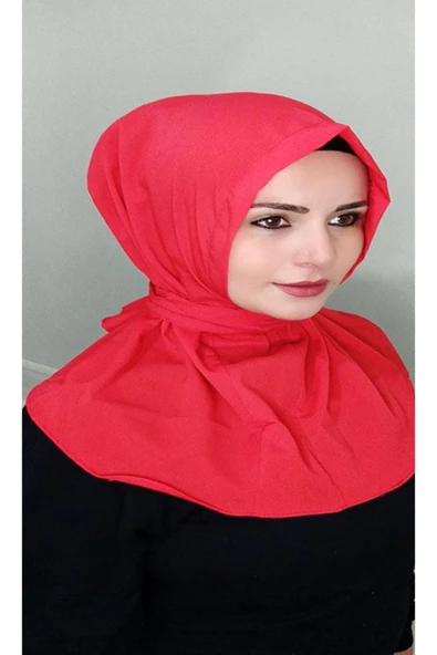 Kadın Tesettür Çıt Çıt Lı Krep Şal Bone Kırmızı ürün görseli