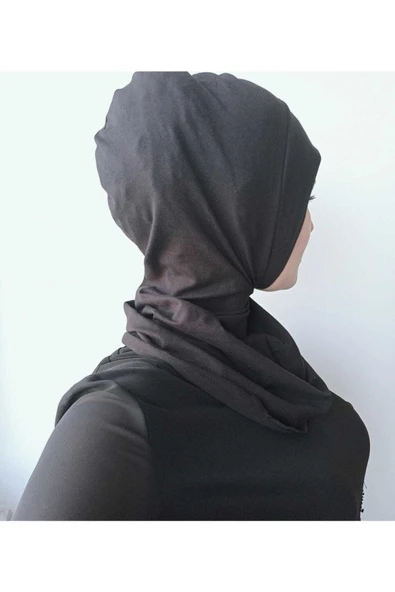 Kadın Tesettür Boyunluklu Bone Siyah - Resim 3