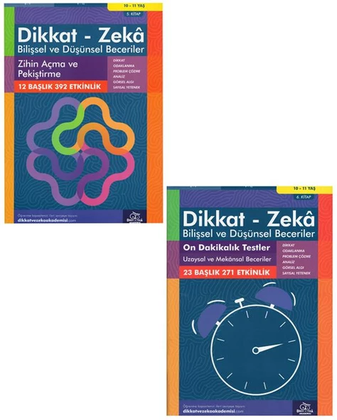 10-11 Yaş Bilişsel ve Düşünsel Beceriler Değerlendirme ve Geliştirme 5. ve 6. Kitap Dikkat ve Zeka Akademisi
