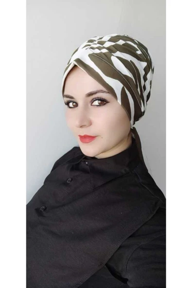 Kadın Desenli Şal Toka Bone Zebra Yeşil ürün görseli