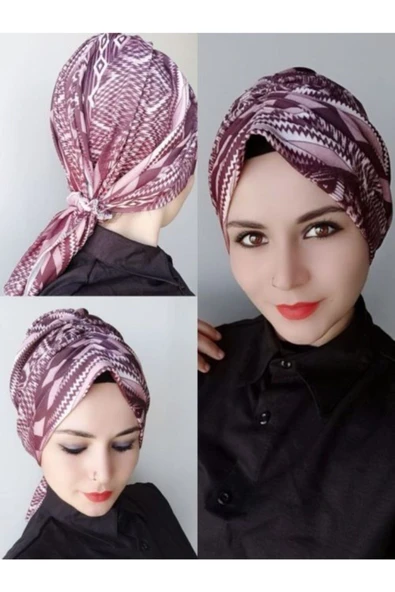 Kadın Desenli Toka Şal Bone Murdum