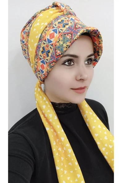 Kadın Desenli Atkı Şapka Bone