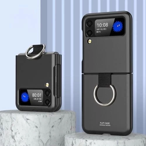 Samsung Z Flip 3 Yüzüklü Standlı Mat Kılıf&Kapak - Resim 2