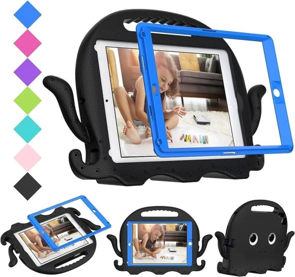 İpad 5-9 Ahtapot Tutmalı Yumuşak Standlı Silikon Çocuk Tablet Kılıfı ürün görseli